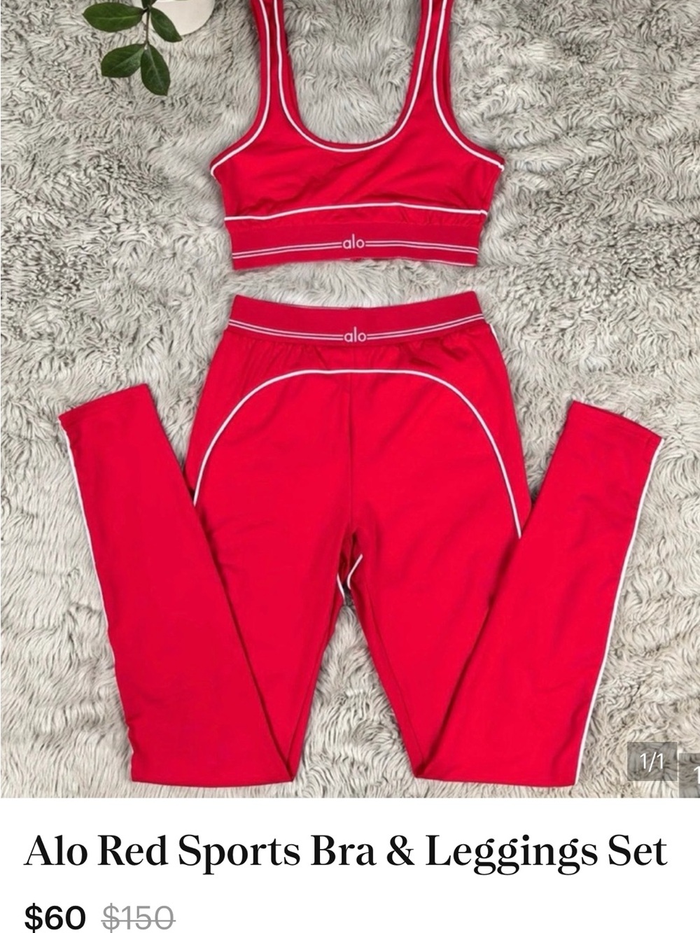 ALO Yoga Hot Pink/Red Sports Bra & Leggings Set